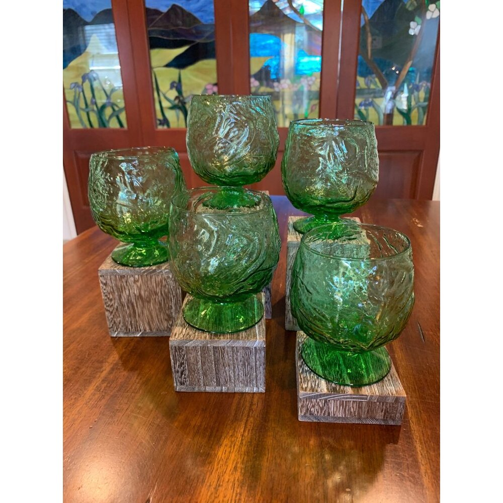Vintage Green Glass Brandy Snifter